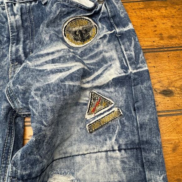 Road Narrows army patches distressed jeans youth size 12 - Picture 3 of 9